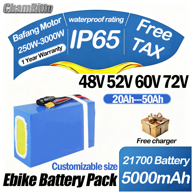 72V 50Ah 21700 Lithium Battery - Baterai Sepeda Listrik 60V 72V 2000W,